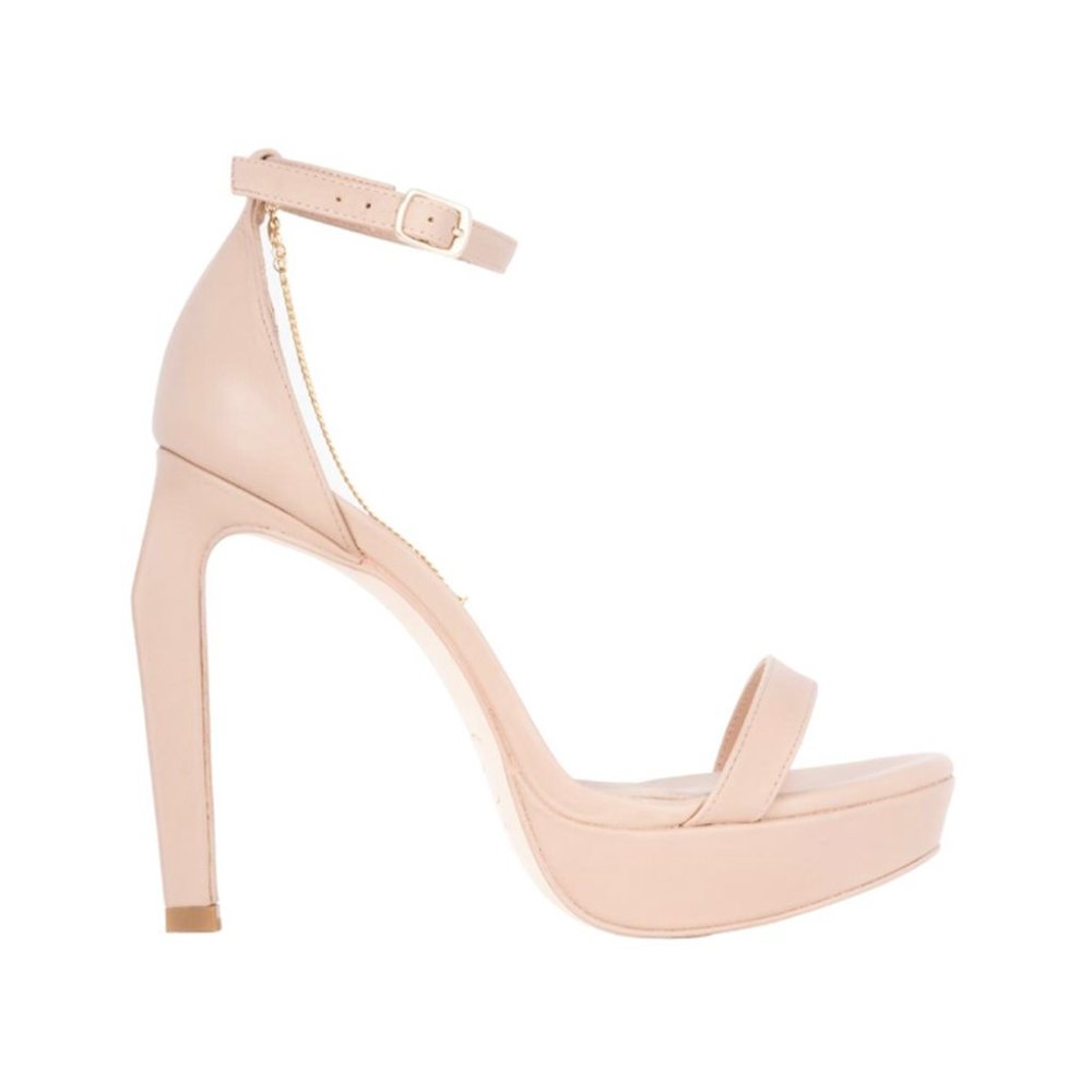 Women’s Nude Strappy Leather Platform Sandal - Extra cushion insole - Comfort